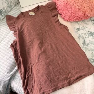 Nations Los Angeles Mauve Ruffled Sleeve Top